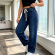 🔥Gratis verzending✈️Casual damesjeans met trekkoord en wijde pijpen