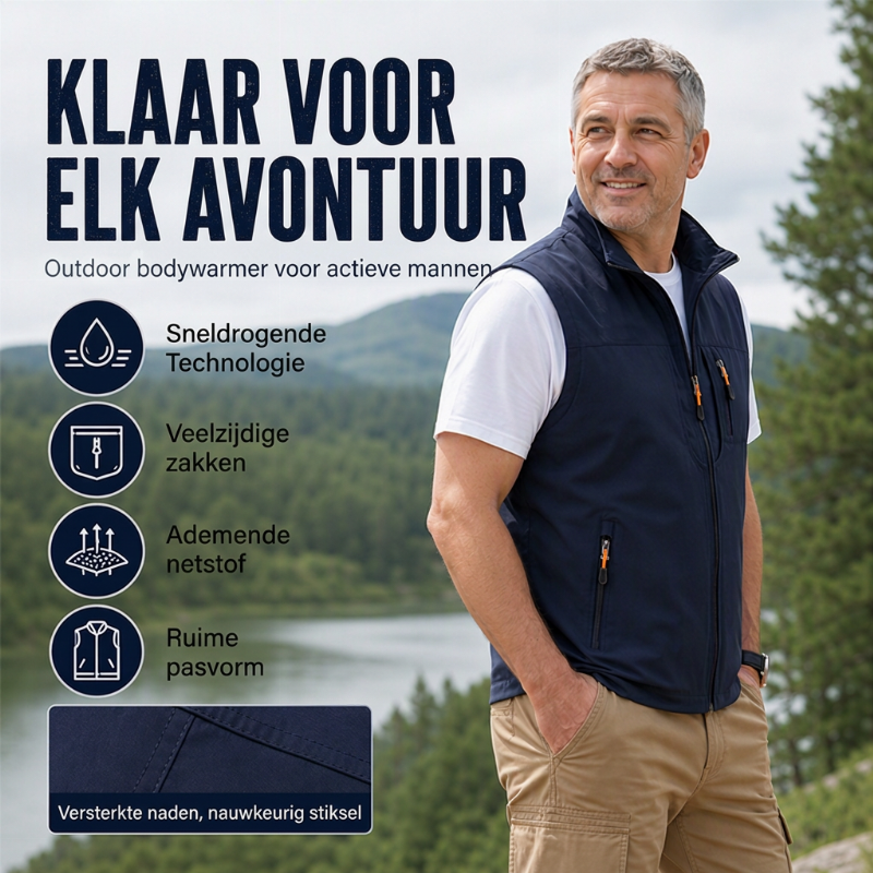 🔥Gratis verzending✈️Heren casual outdoor bodywarmer met opstaande kraag