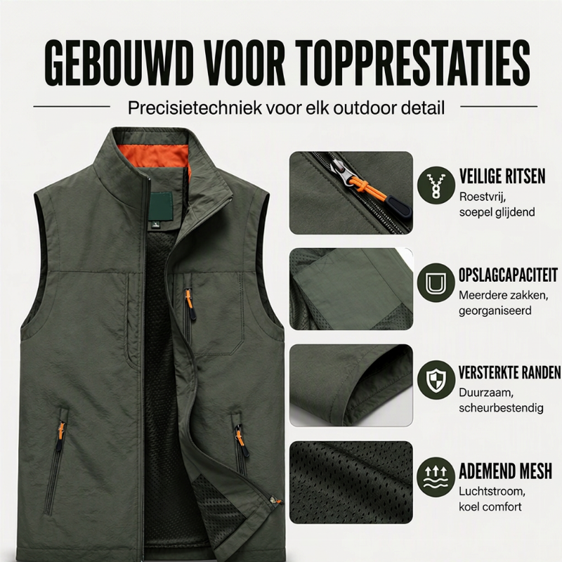 🔥Gratis verzending✈️Heren casual outdoor bodywarmer met opstaande kraag