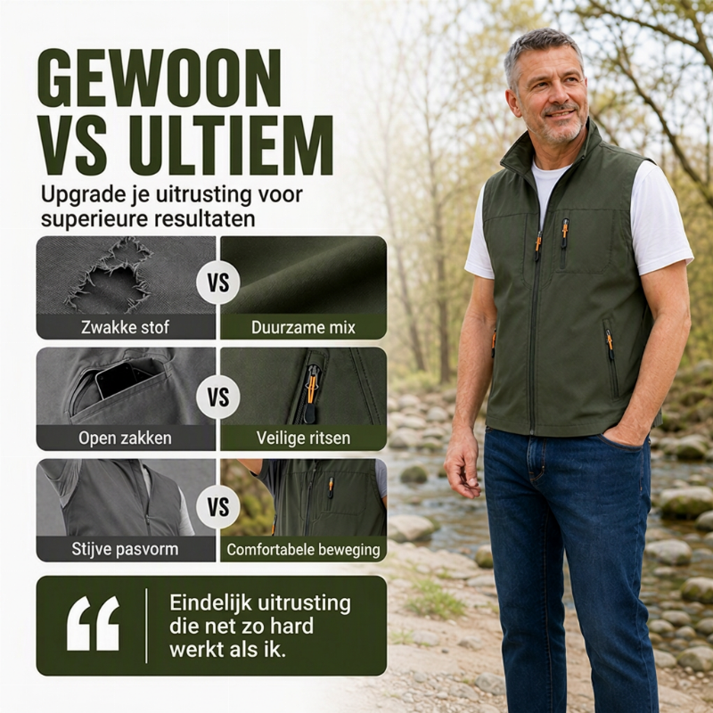🔥Gratis verzending✈️Heren casual outdoor bodywarmer met opstaande kraag
