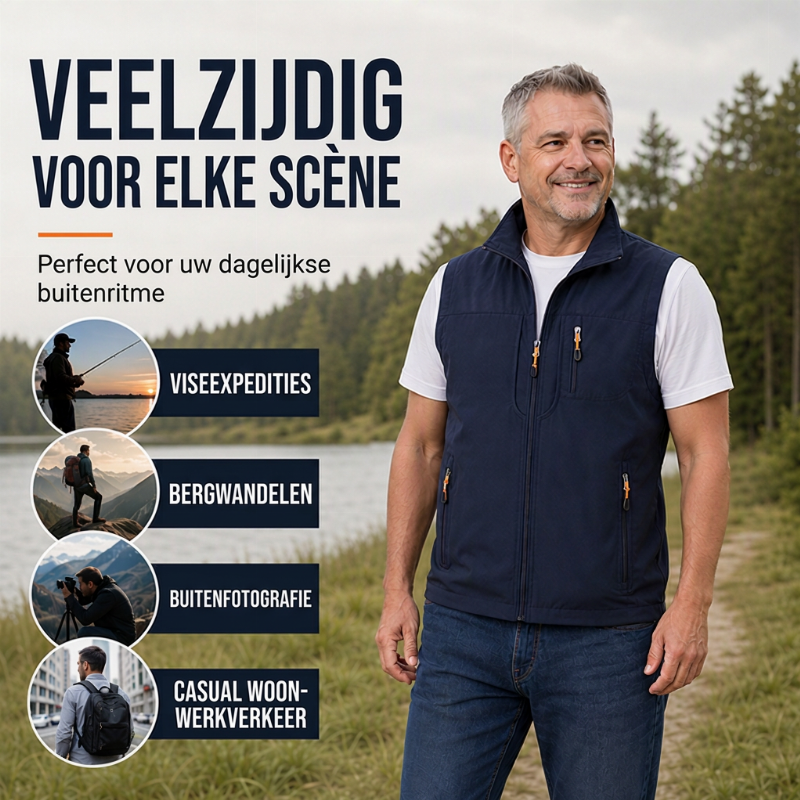 🔥Gratis verzending✈️Heren casual outdoor bodywarmer met opstaande kraag