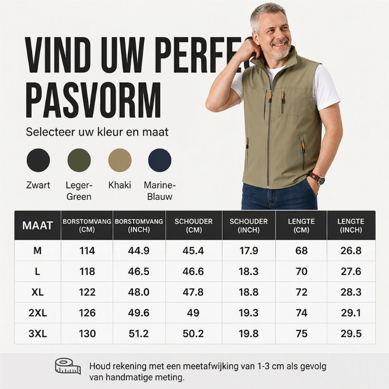 🔥Gratis verzending✈️Heren casual outdoor bodywarmer met opstaande kraag