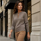 😍Elegant geribd gebreid dames shirt met metalen gesp