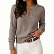 😍Elegant geribd gebreid dames shirt met metalen gesp