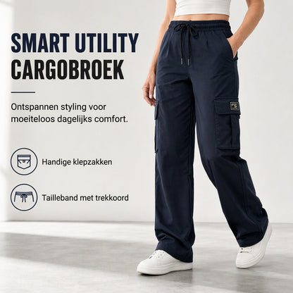 🔥Gratis verzending✈️Dames relaxed fit cargobroek met rechte pijpen, elastische taille met trekkoord en praktische zijzakken