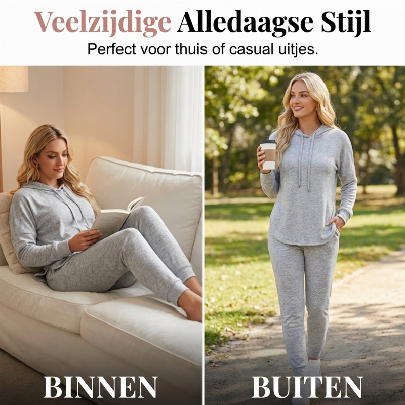 🔥Gratis verzending✈️2-delige casual trainingspak voor dames, effen kleuren