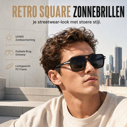 Vintage retro zonnebril met vierkant montuur