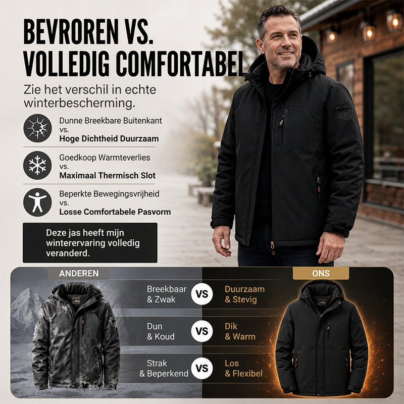 🔥Gratis verzending✈️Warme Waterdichte Heren Winterjas met Capuchon – Bescherming tegen Kou & Regen
