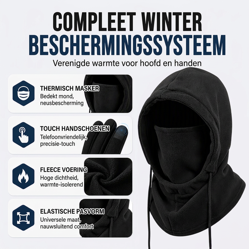 Bivakmutsenset met touchscreenhandschoenen en sokken