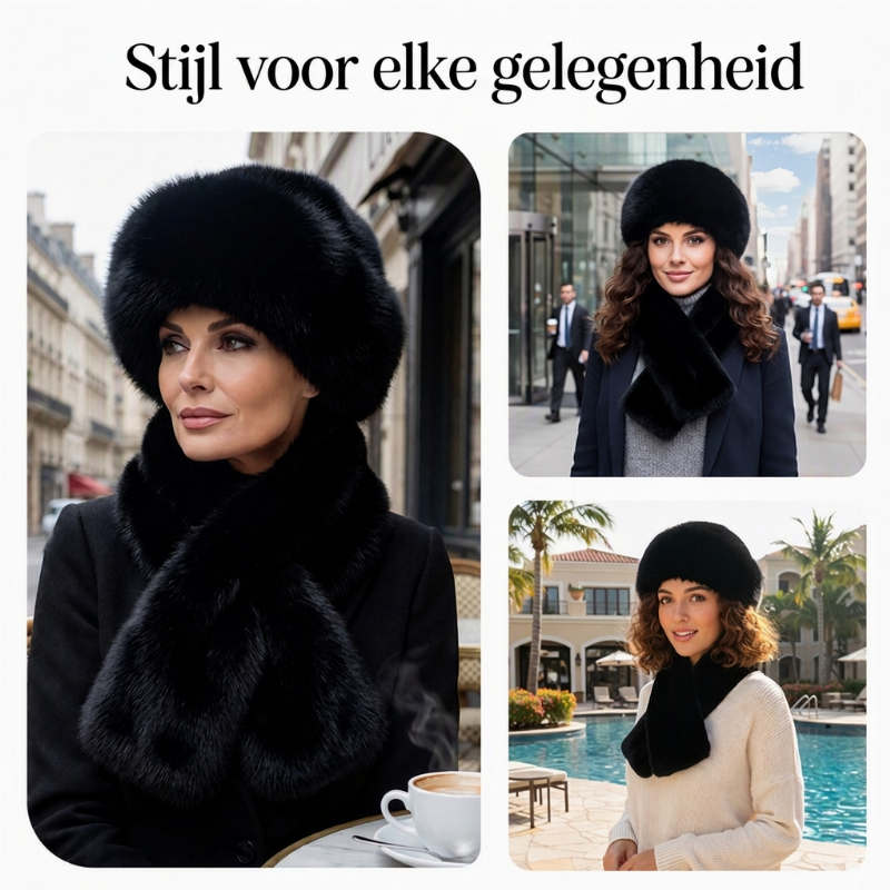 Winter pluche verdikte sjaal en muts warme set