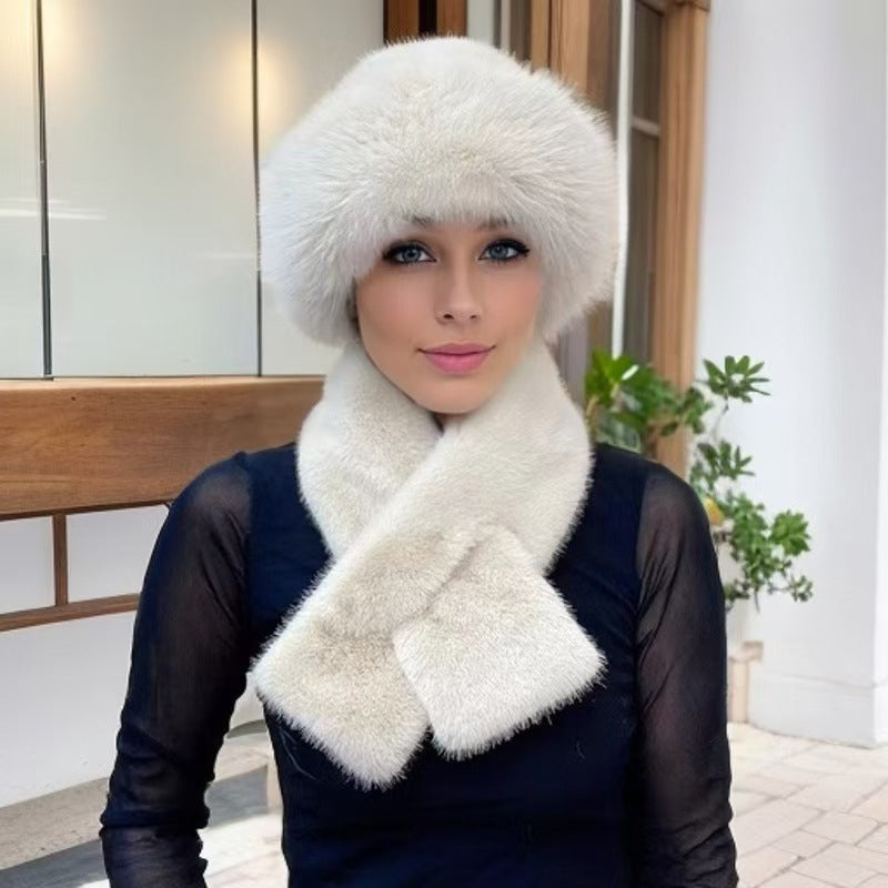 Winter pluche verdikte sjaal en muts warme set