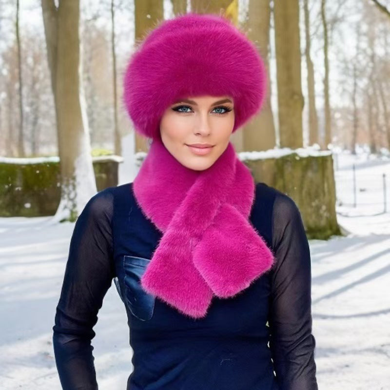 Winter pluche verdikte sjaal en muts warme set