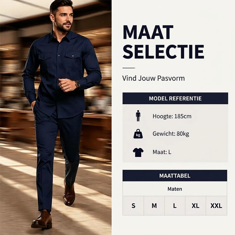 🔥Gratis verzending✈️ Heren 2-Delige Set met Overhemd & Broek – Comfortabele Mengstof, Moderne Look & Makkelijk te Stylen