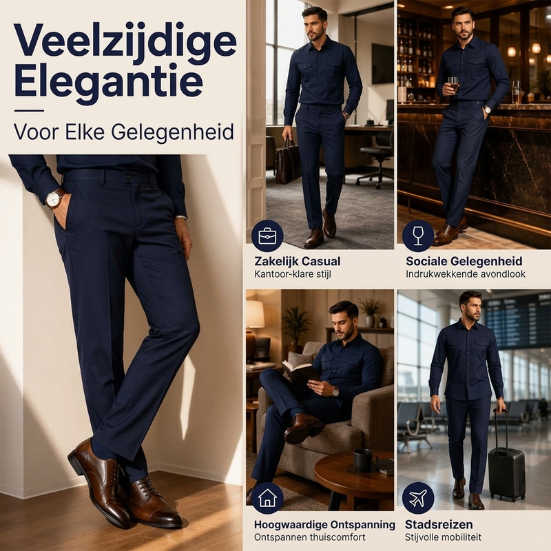 🔥Gratis verzending✈️ Heren 2-Delige Set met Overhemd & Broek – Comfortabele Mengstof, Moderne Look & Makkelijk te Stylen