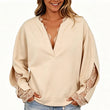 🌸 Elegante Look ✨ Dames Top met V-Hals en Kanten Inzetstuk – Vrouwelijk, Verfijnd & Makkelijk te Combineren