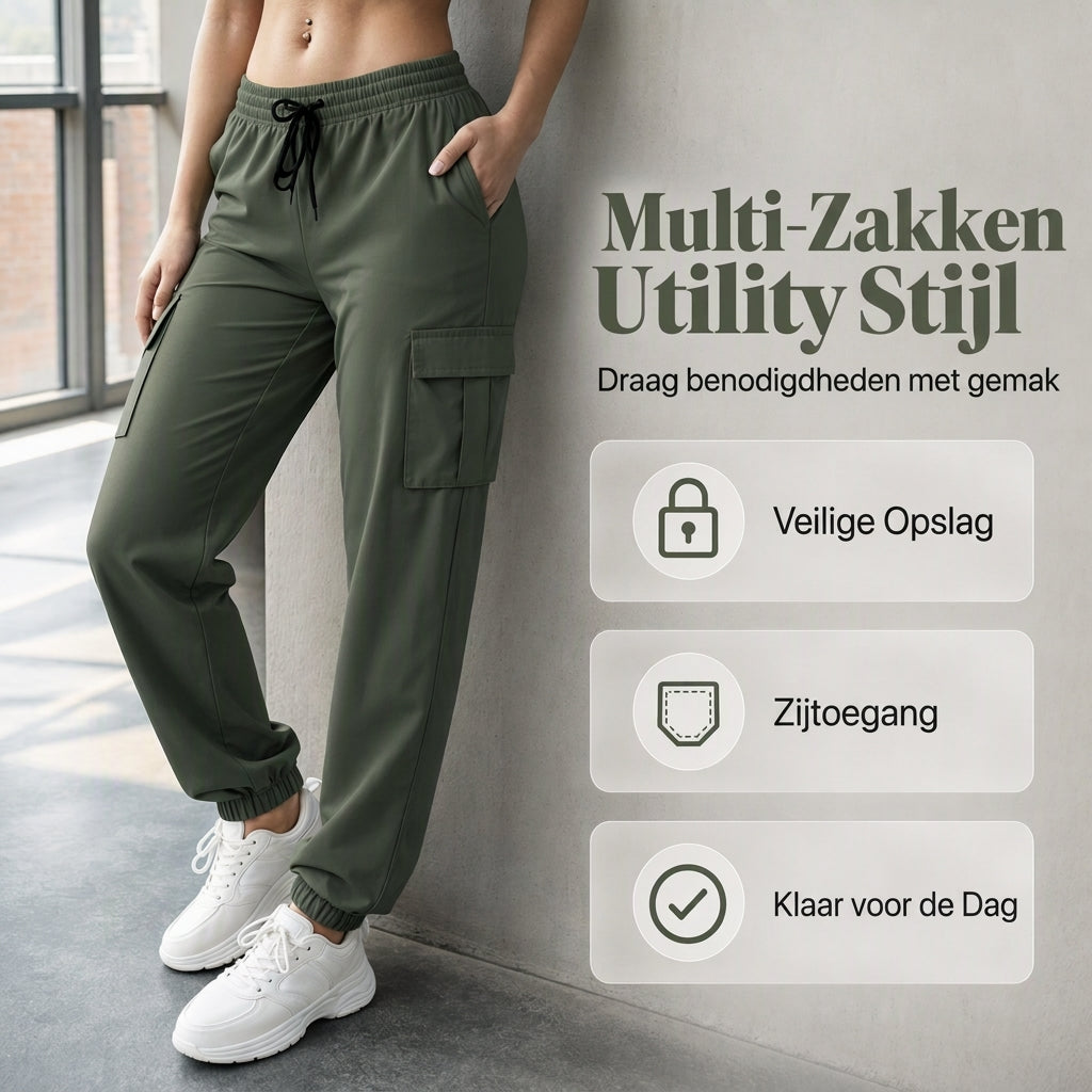 🤎 Dames Cargo Joggingbroek – Relaxed Fit, Zachte Pasvorm & Praktische Zakdetails