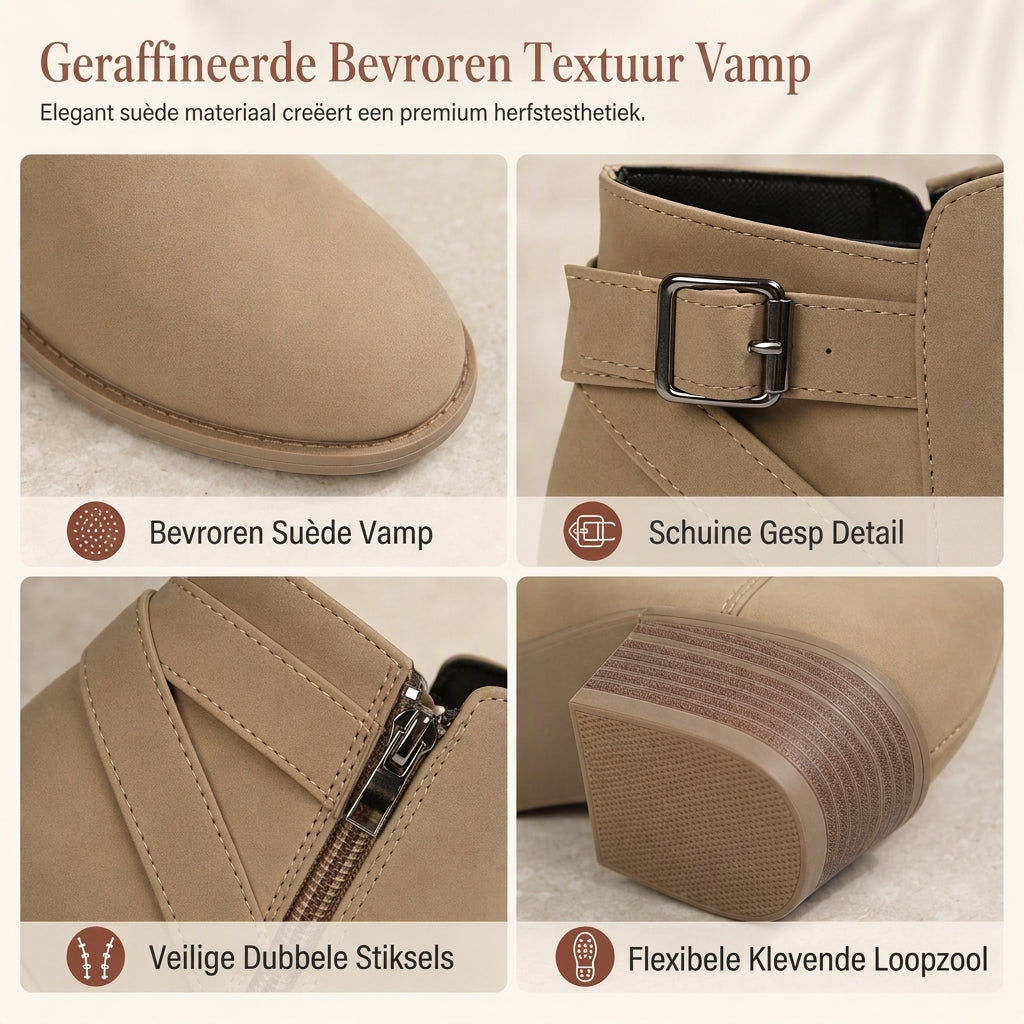 🔥Gratis verzending✈️Dames suède Martin boots met schuine gesp, dikke middenhiel en zijrits, enkellaarzen