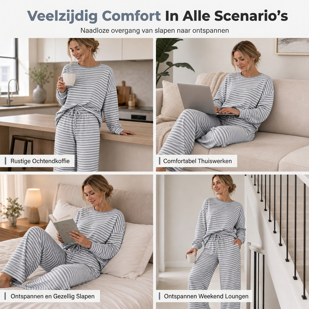 🔥Gratis verzending✈️Casual gestreepte dames set van top en broek