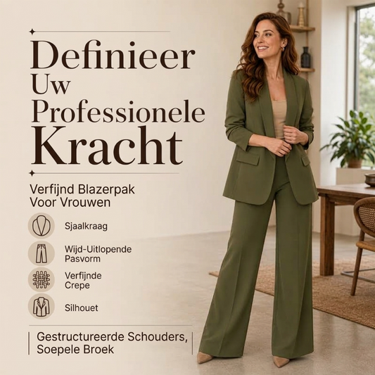 🔥Gratis verzending✈️Dames Colbert Set met Sjaalkraag & Wijde Pijpen Broek – Chic, Comfortabel & Tijdloze Stijl