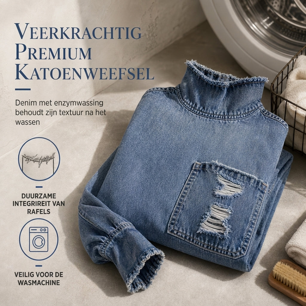 🔥Gratis verzending✈️Dames Oversized Denim Mini-Jurk met Colkraag – Comfortabele Pasvorm, Trendy & Casual Chic