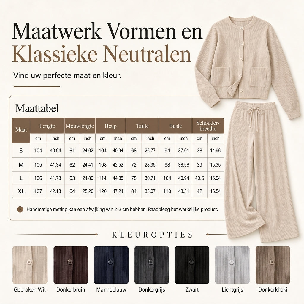 🍂 Tijdloze Comfort Look ✨ Dames Gebreide 2-Delige Set met Vest & Wijde Broek – Zacht, Elegant & Makkelijk te Stylen