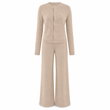 🍂 Tijdloze Comfort Look ✨ Dames Gebreide 2-Delige Set met Vest & Wijde Broek – Zacht, Elegant & Makkelijk te Stylen