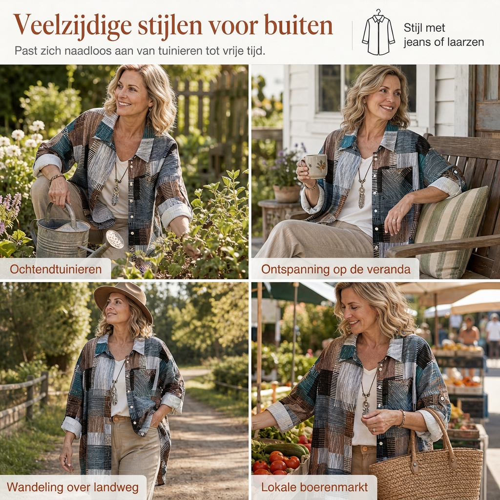 ✨ Lente & Herfst Favoriet 🌿 Dames Geruit Overhemdjack – Losse Pasvorm, Lichtgewicht & Zonbeschermende Buitenlaag