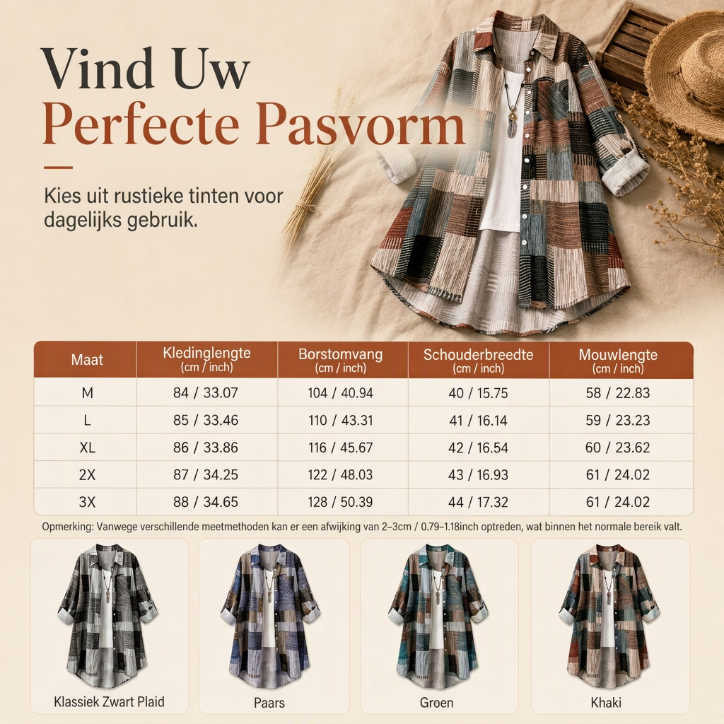 ✨ Lente & Herfst Favoriet 🌿 Dames Geruit Overhemdjack – Losse Pasvorm, Lichtgewicht & Zonbeschermende Buitenlaag
