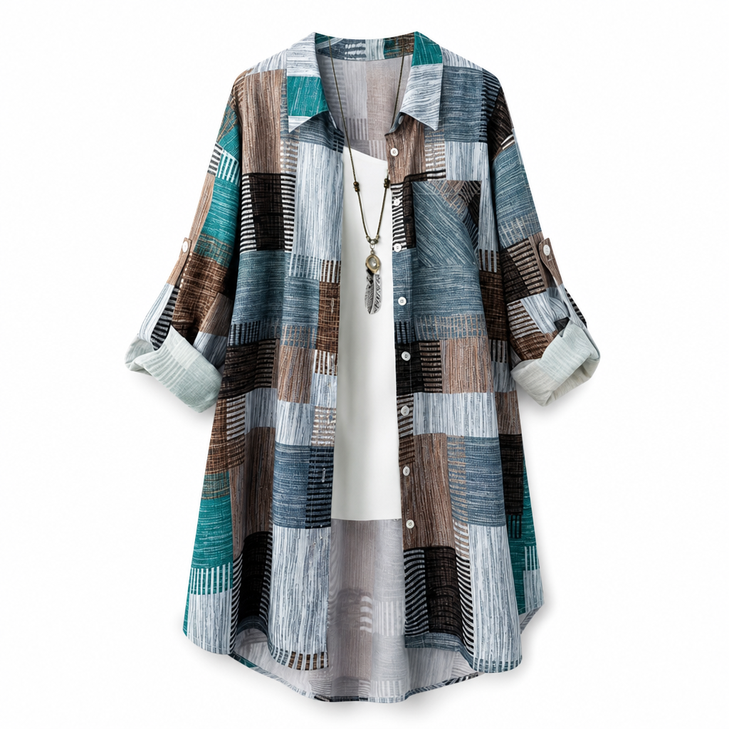 ✨ Lente & Herfst Favoriet 🌿 Dames Geruit Overhemdjack – Losse Pasvorm, Lichtgewicht & Zonbeschermende Buitenlaag