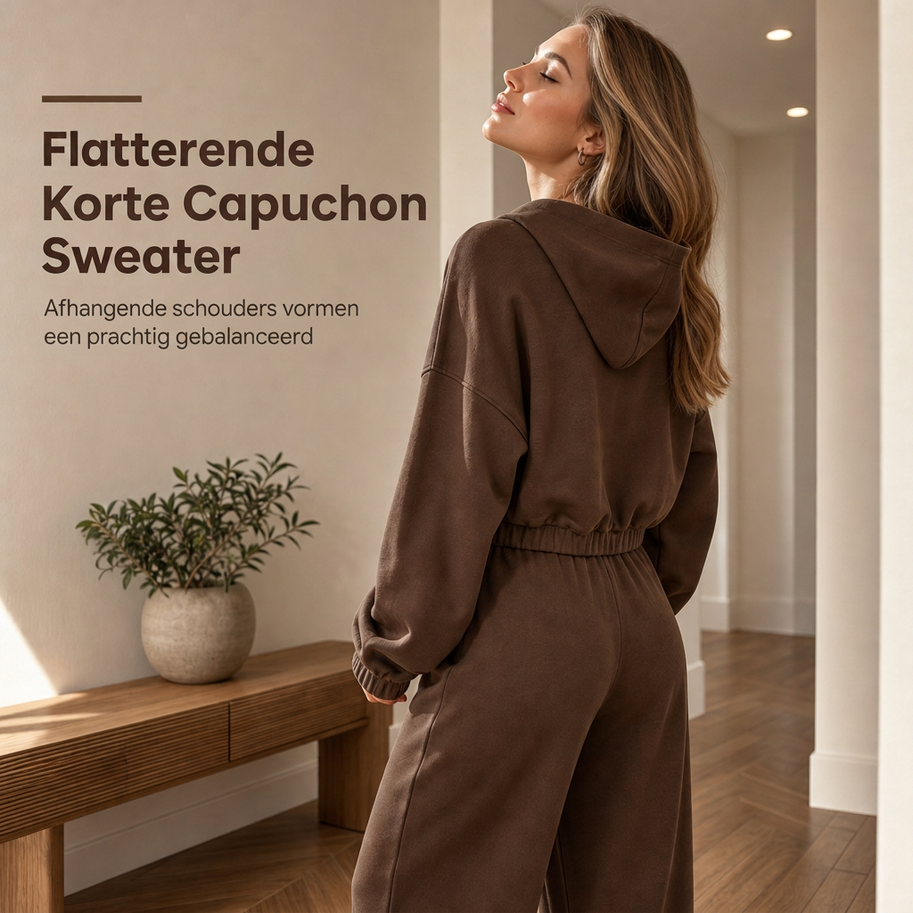 🔥Gratis verzending✈️Casual zachte gebreide tweedelige loungewear set voor dames met capuchon, ritstrui en wijde pijpen broek