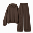 🔥Gratis verzending✈️Casual zachte gebreide tweedelige loungewear set voor dames met capuchon, ritstrui en wijde pijpen broek
