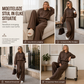 🔥Gratis verzending✈️Casual zachte gebreide tweedelige loungewear set voor dames met capuchon, ritstrui en wijde pijpen broek