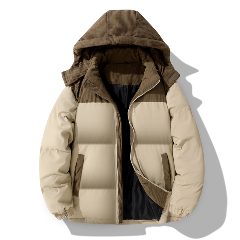 🔥Gratis verzending✈️Heren wintergevoerde capuchonjack met kleurenblokpatroon