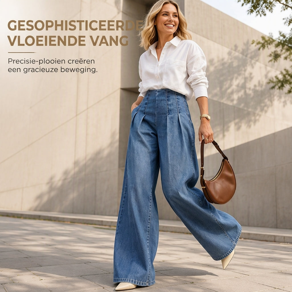 🔥Gratis verzending✈️Dames High-Waist Wide-Leg Jeans – Comfortabele Pasvorm & Optisch Langere Benen