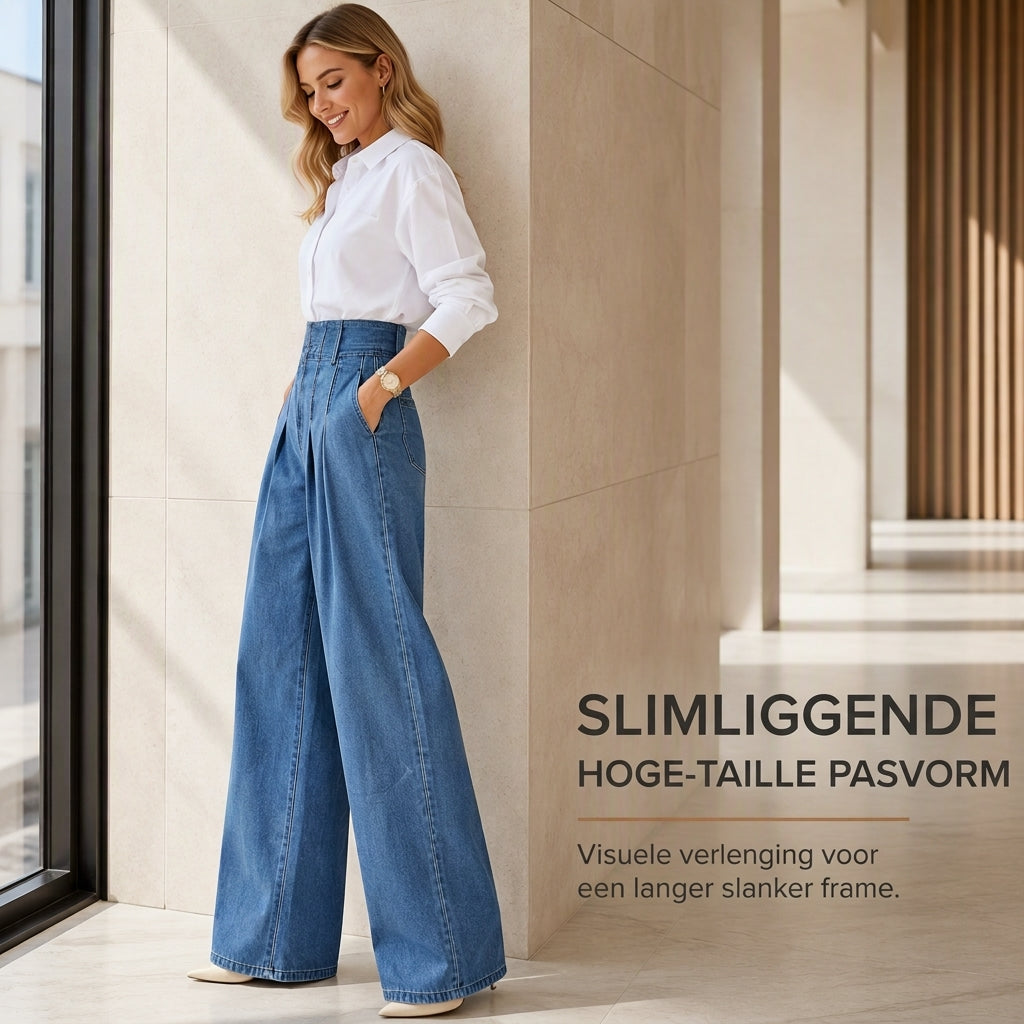 🔥Gratis verzending✈️Dames High-Waist Wide-Leg Jeans – Comfortabele Pasvorm & Optisch Langere Benen