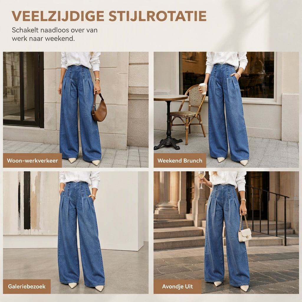 🔥Gratis verzending✈️Dames High-Waist Wide-Leg Jeans – Comfortabele Pasvorm & Optisch Langere Benen
