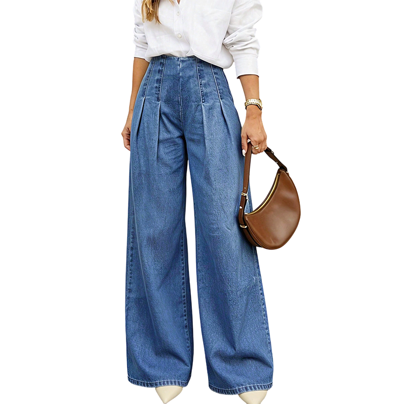 🔥Gratis verzending✈️Dames High-Waist Wide-Leg Jeans – Comfortabele Pasvorm & Optisch Langere Benen