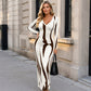 ✨ Elegante Look 💃 Dames Bodycon Maxi Jurk met Print & Lange Mouwen – Flatterend, Vrouwelijk & Stijlvol