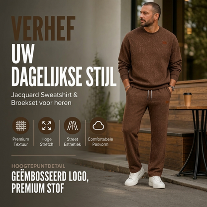 🔥Gratis verzending✈️Herenset van jacquard sweatshirt met letters en joggingbroek met trekkoord