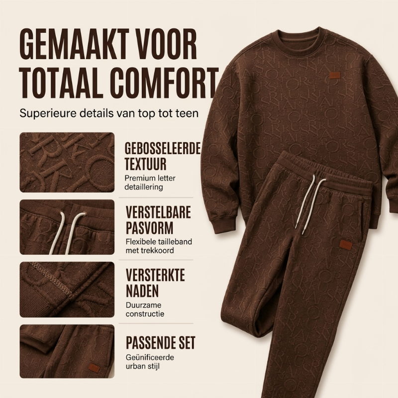 🔥Gratis verzending✈️Herenset van jacquard sweatshirt met letters en joggingbroek met trekkoord