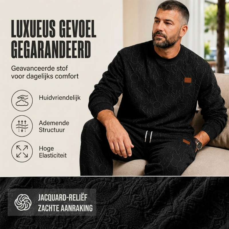 🔥Gratis verzending✈️Herenset van jacquard sweatshirt met letters en joggingbroek met trekkoord