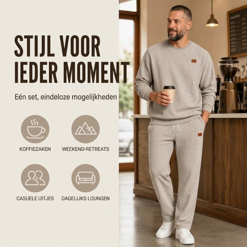 🔥Gratis verzending✈️Herenset van jacquard sweatshirt met letters en joggingbroek met trekkoord