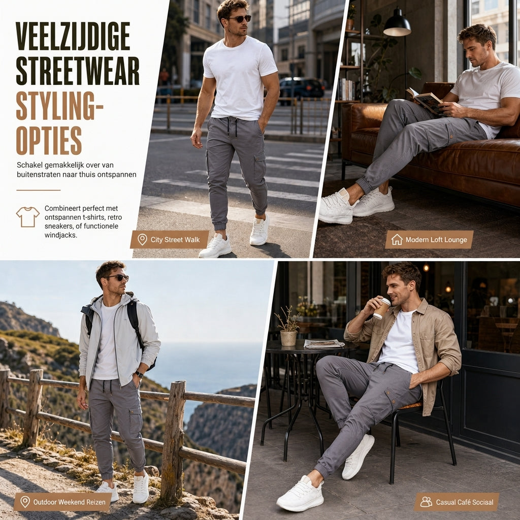 👖😍Casual effen gekleurde cargo joggingbroek voor heren