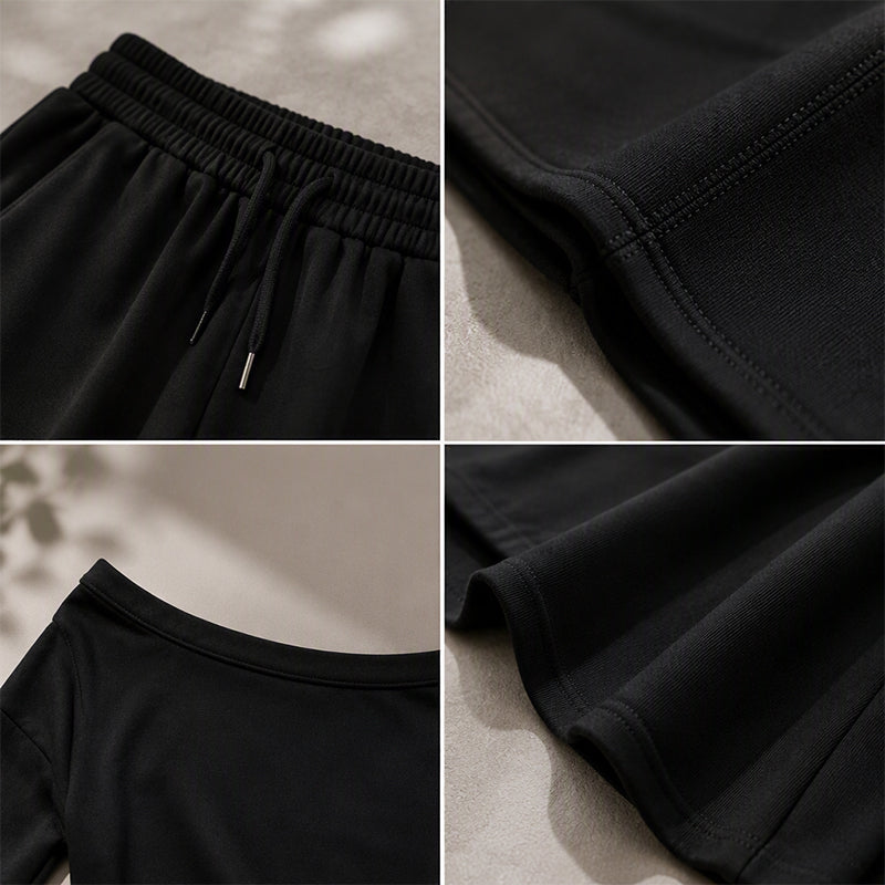 🔥Gratis verzending✈️Set bestaande uit een casual off-shoulder top en een broek met wijde pijpen voor dames
