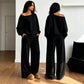 🔥Gratis verzending✈️Set bestaande uit een casual off-shoulder top en een broek met wijde pijpen voor dames