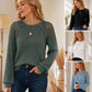 ✨Tijdelijke Favoriet 👚 Dames Casual Geribbelde Gebreide Top met Lange Mouwen – Zacht, Comfortabel & Makkelijk te Combineren