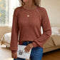 ✨Tijdelijke Favoriet 👚 Dames Casual Geribbelde Gebreide Top met Lange Mouwen – Zacht, Comfortabel & Makkelijk te Combineren