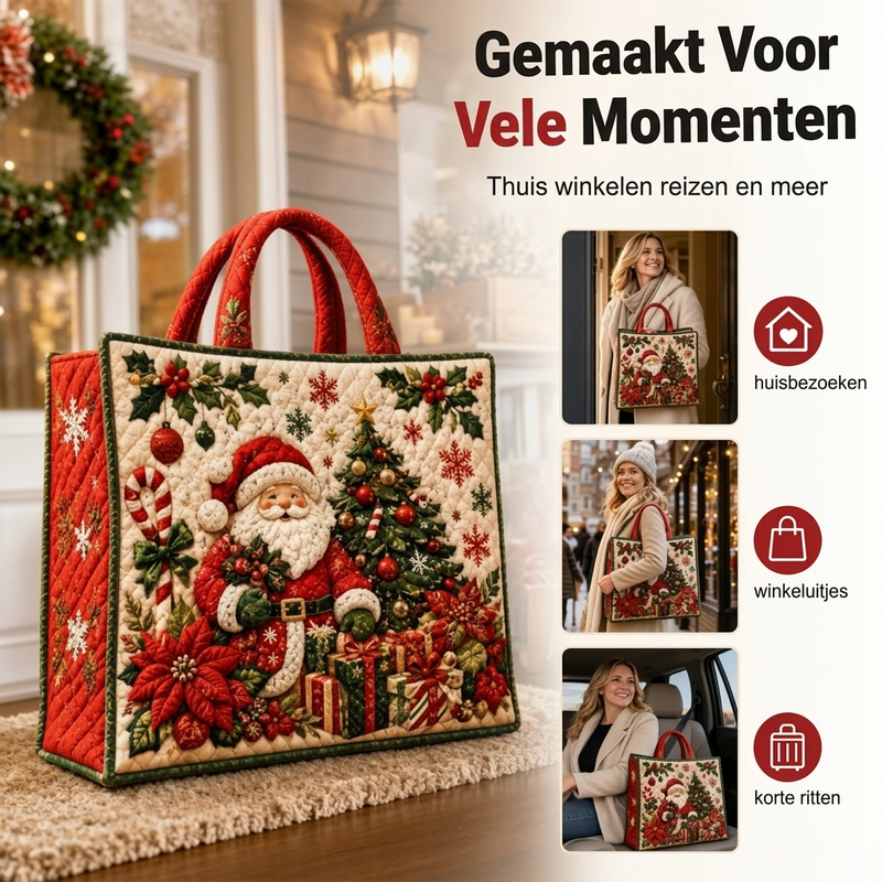 😍🎁Gewatteerde draagtas met kerstthema