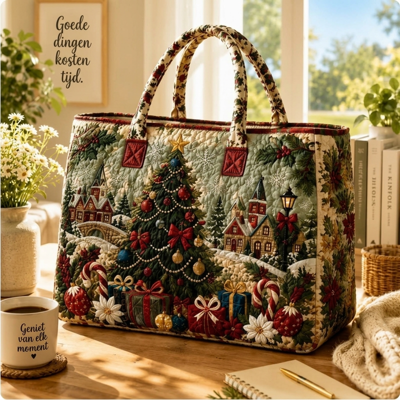 😍🎁Gewatteerde draagtas met kerstthema