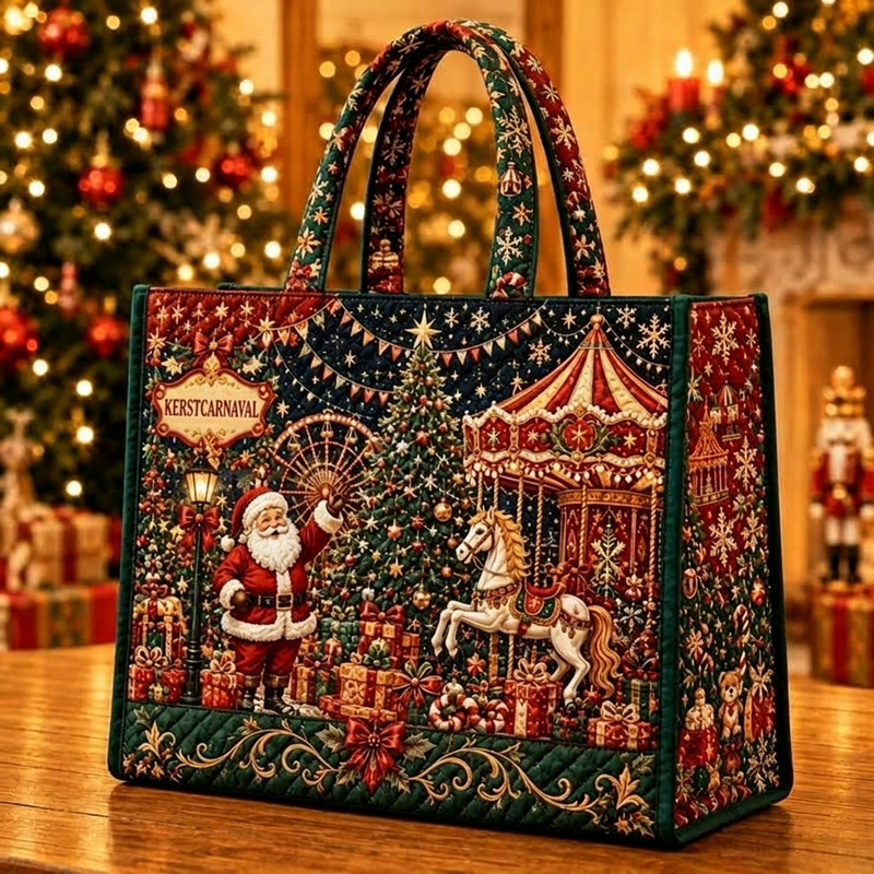 😍🎁Gewatteerde draagtas met kerstthema